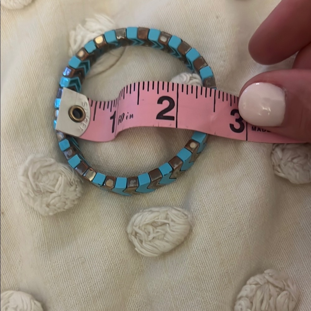 Roxanne Assoulin Gold and Blue Chevron Bracelet - Picture 4 of 5